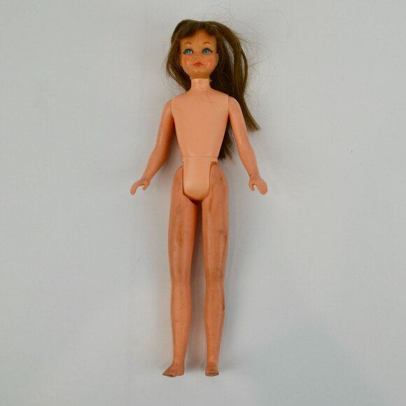 1967 Mattel Doll Skipper ? Brown Hair Rooted Eyelashes Taiwan - Picture 1 of 9